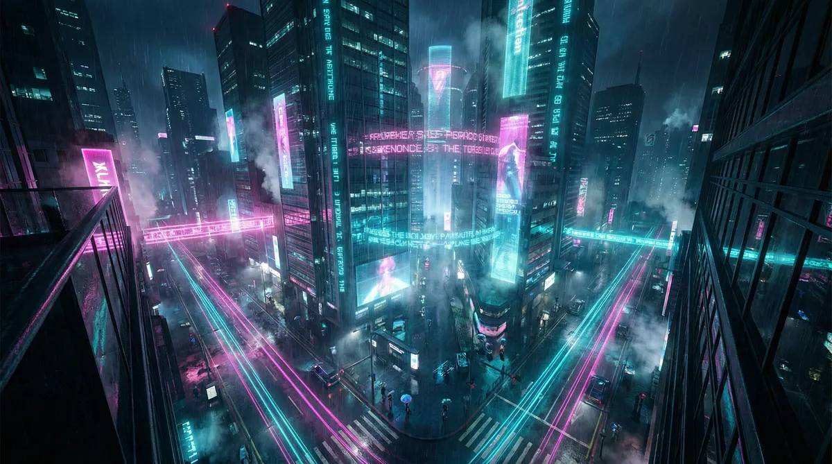 我的抗战之猎豹突击队 竖屏短剧平台首页背景 - 赛博朋克都市夜景